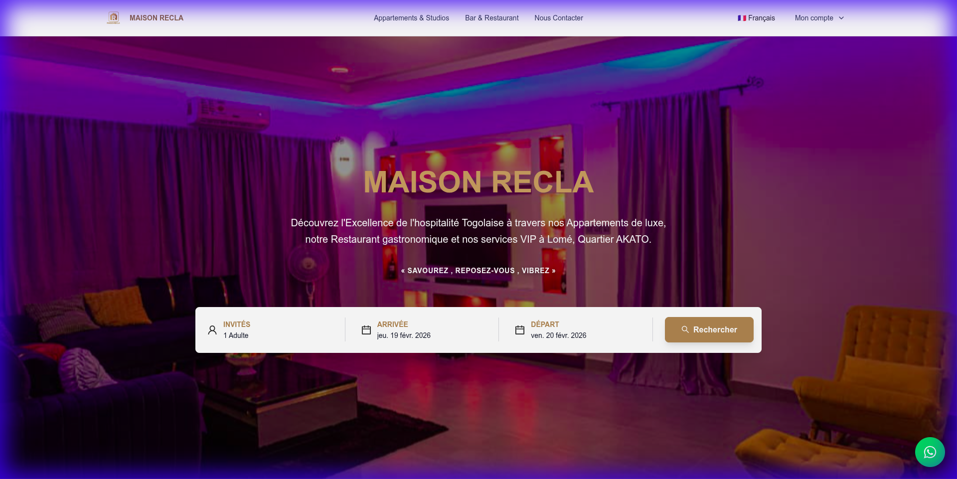 Page d'accueil Maison Recla